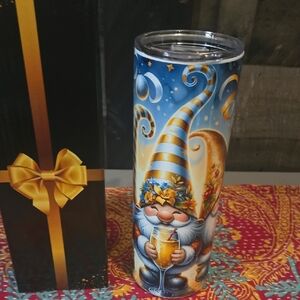 Gnome 20oz Tumbler with Gold and Blue Happy New Year!!